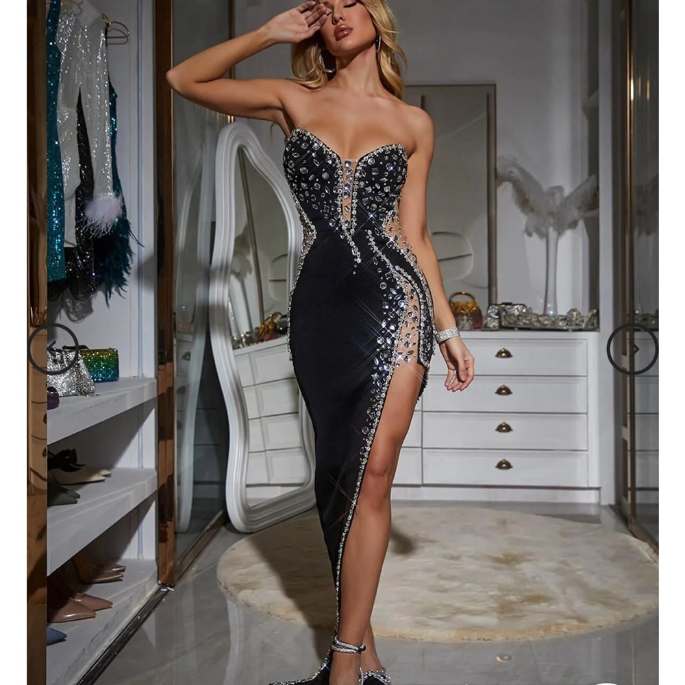 Strapless Embellished Bandage Dress